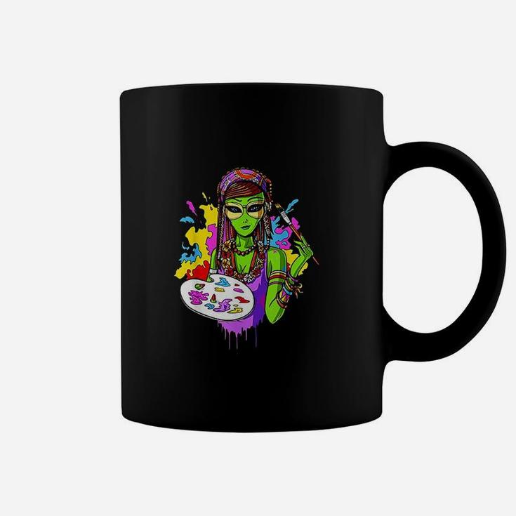 Space Alien Hippie Painter Art Coffee Mug