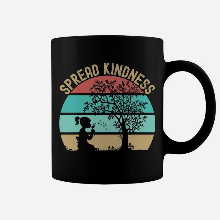Spread Kindness Dandelions Girl Under Tree Retro Sunset Coffee Mug