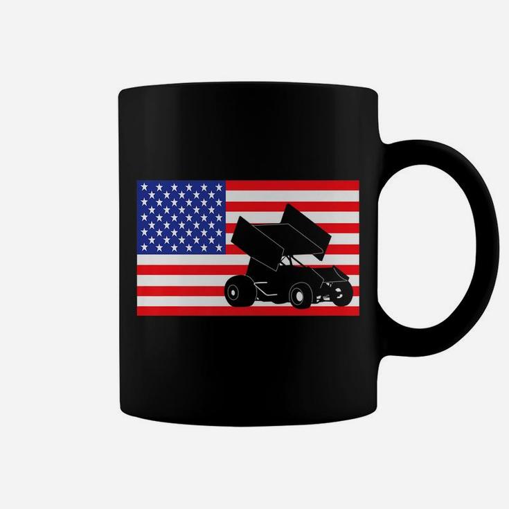 Sprint Car Racing Usa American Flag Dirt Track 4Th Of July Coffee Mug