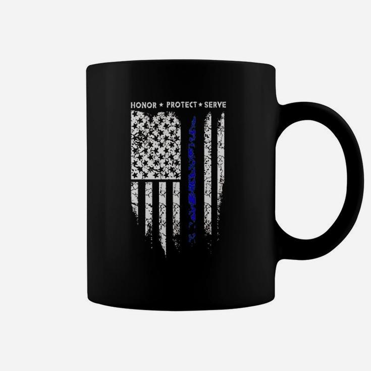 Sr Thin Blue Line Usa Protect Police Flag Army American Coffee Mug