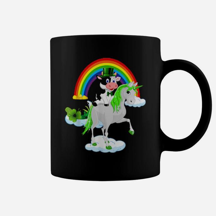 St Patricks Day Cow Riding Irish Unicorn Coffee Mug