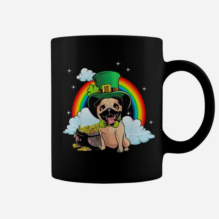 St Patricks Day Pug Dog   Irish Shamrock Coffee Mug