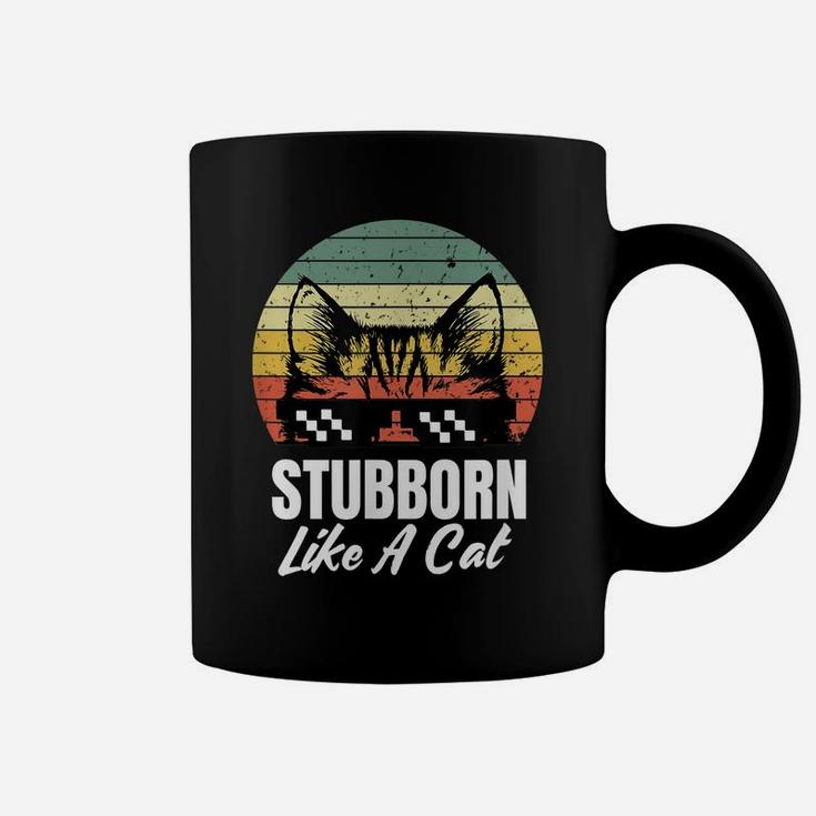 Stubborn Like A Cat Funny Peek A Boo Kitten Lovers Vintage Coffee Mug