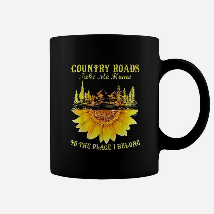 Sunflower Country Roads Take Me Home Funny Farmer Gift Coffee Mug