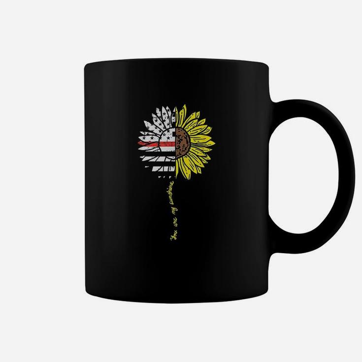 Sunflower Thin Red Line Us Flag Sunshine Firefighter Gift Coffee Mug