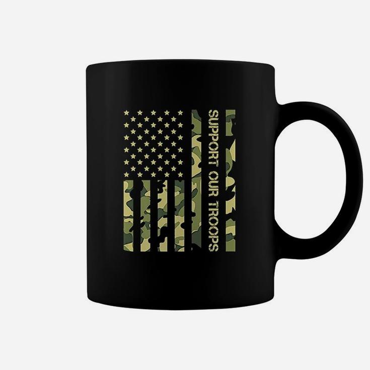 Support Our Troops Camo American Flag Coffee Mug