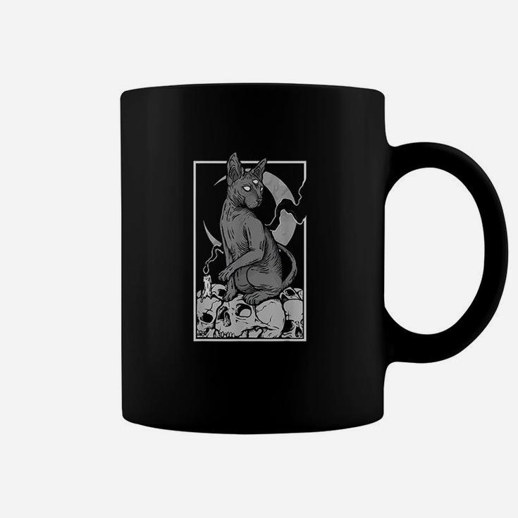 Tarot Card Crescent Moon And Cat Graphic Sphynx Coffee Mug