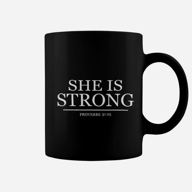 Tcombo She Is Strong Proverb Workout Gym Exercise Coffee Mug