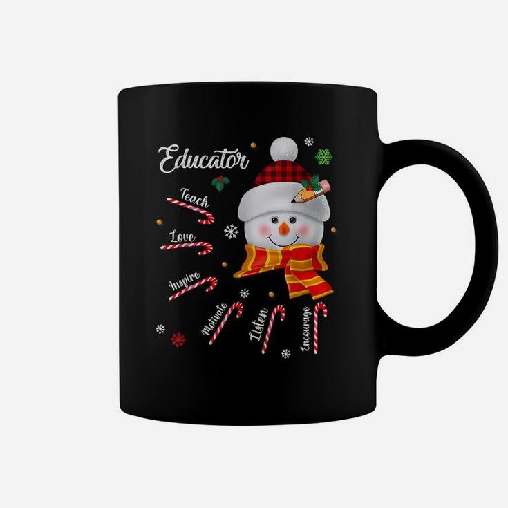 Teach Love Inspire Educator Lover Snowman Christmas Xmas Coffee Mug