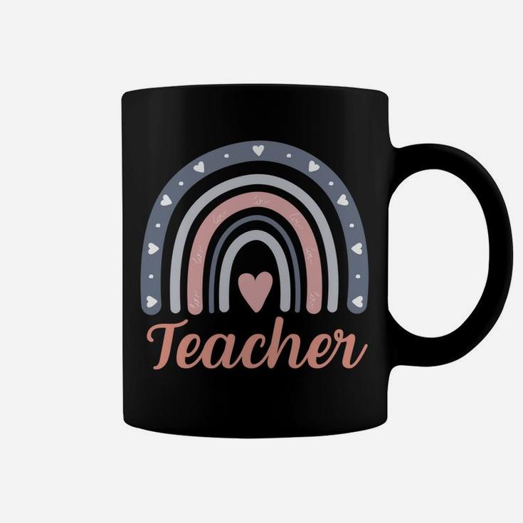 Teacher Vintage Boho Rainbow Teacher Love Sweatshirt Coffee Mug