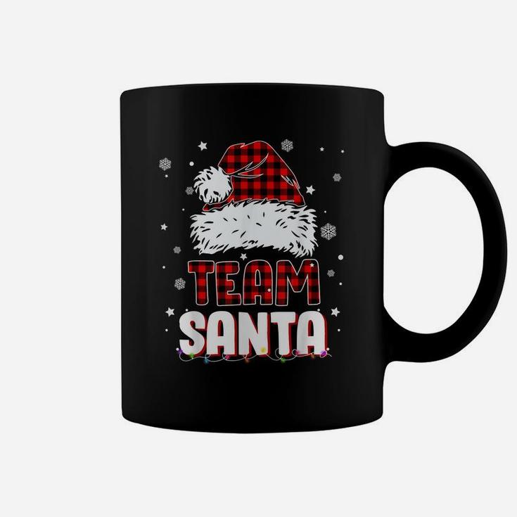 Team Santa Claus Hat Buffalo Plaid Christmas Matching Family Coffee Mug