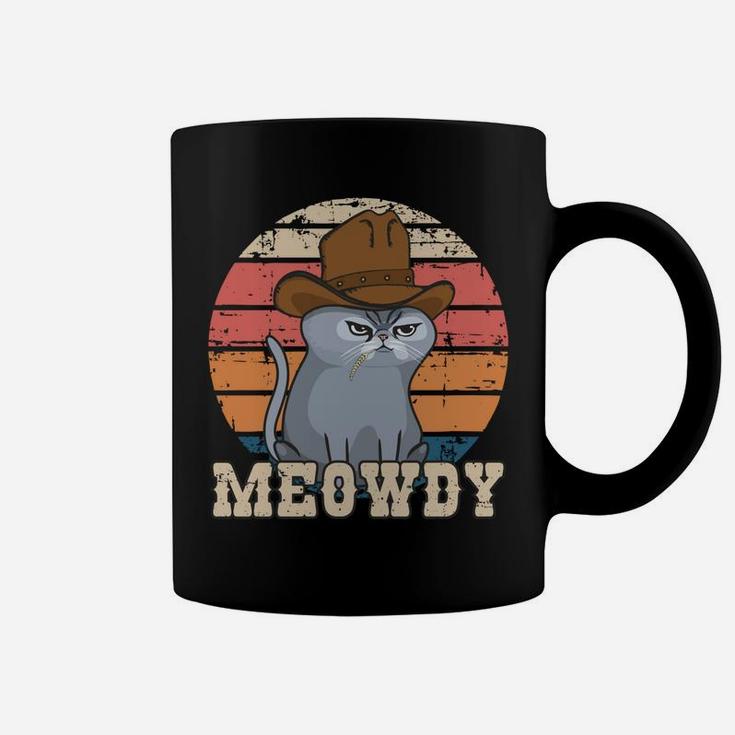 Texas Meowdy Cat Cowboy Hat Feline Funny Lover Pun Vintage Coffee Mug