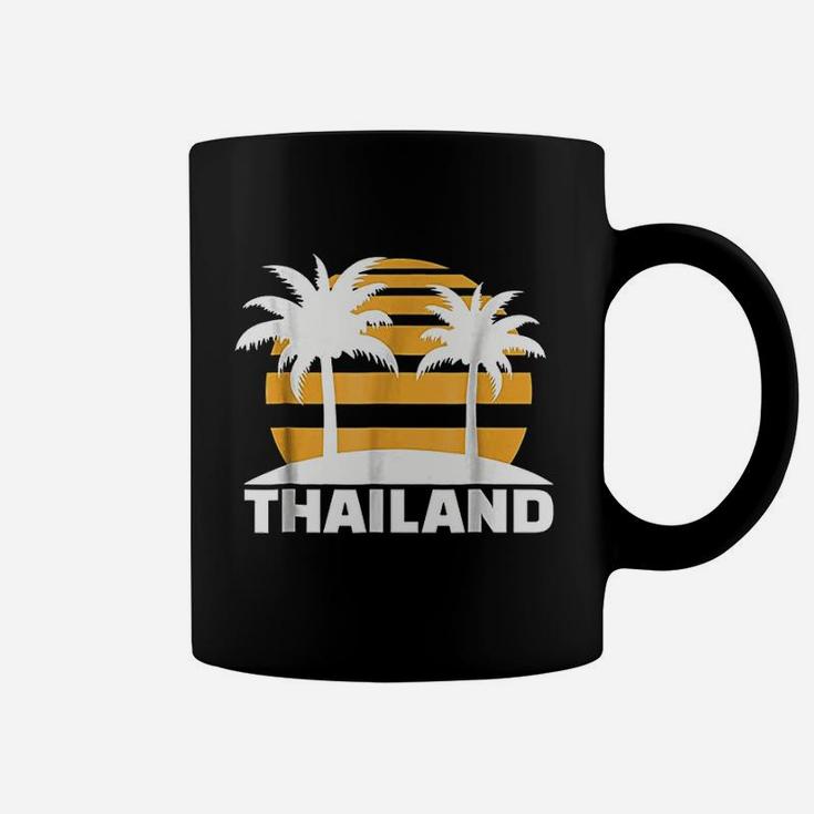 Thailand With Palm Tree And Sunset Retro Coffee Mug
