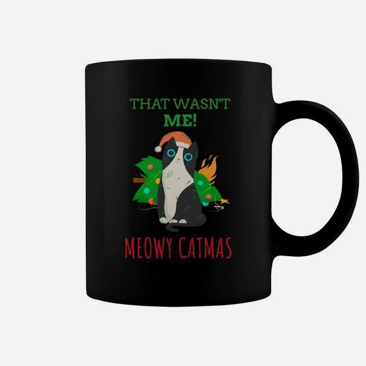 That Wasn't Me Meowy Catmas Funny Cat Cute Christmas Sweatshirt Coffee Mug