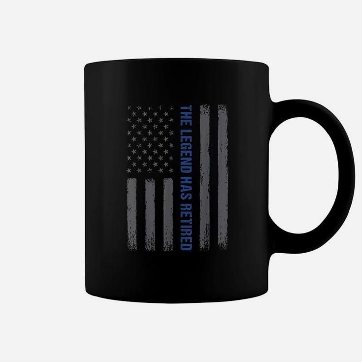 The Legend Has Retired Thin Blue Line Usa Flag Coffee Mug