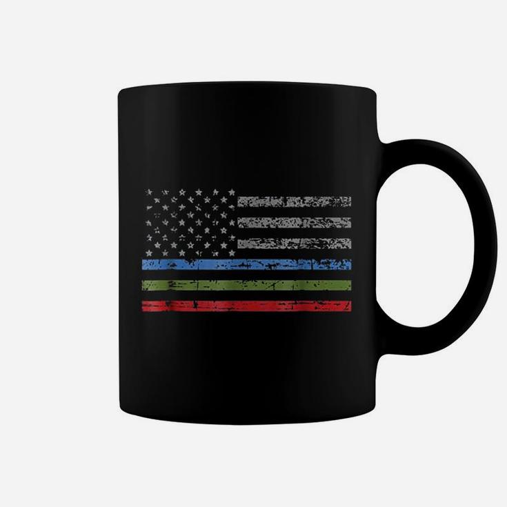 Thin Blue Green Red Line American Flag Coffee Mug