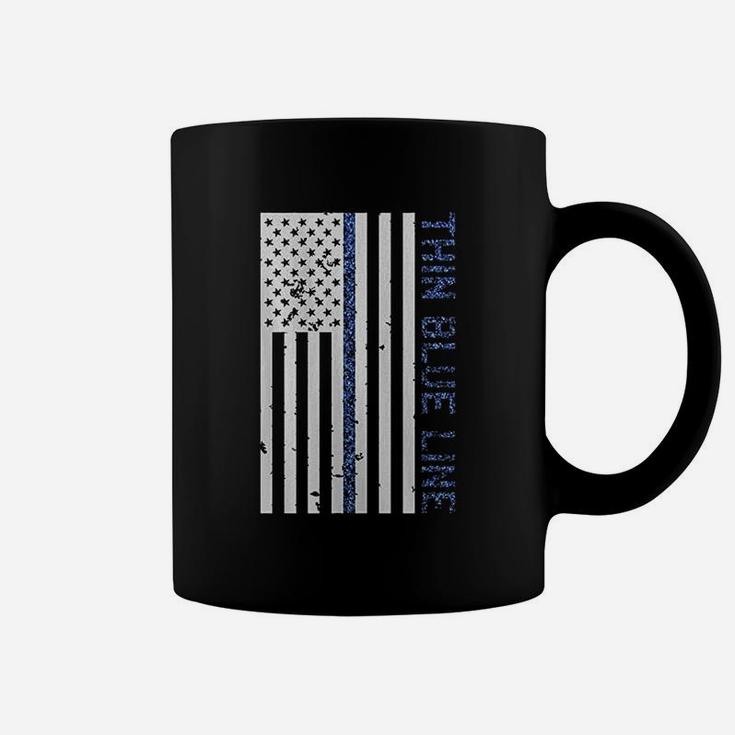 Thin Blue Line American Flag Coffee Mug