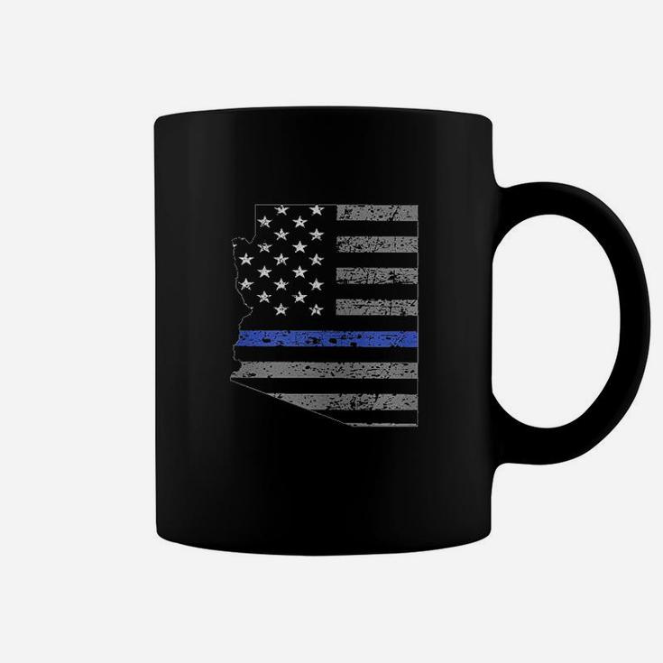 Thin Blue Line Us States With Usa Flag Police Week Coffee Mug