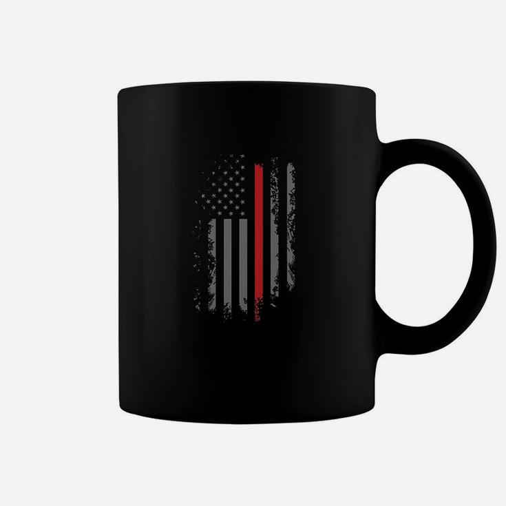 Thin Red Line Firefighter Maltese Cross American Flag Coffee Mug