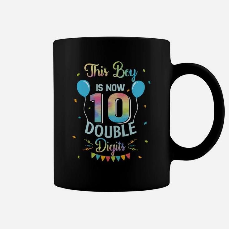 This Boy Is Now Double Digits 10Th Birthday Boy 10 Years Old Coffee Mug