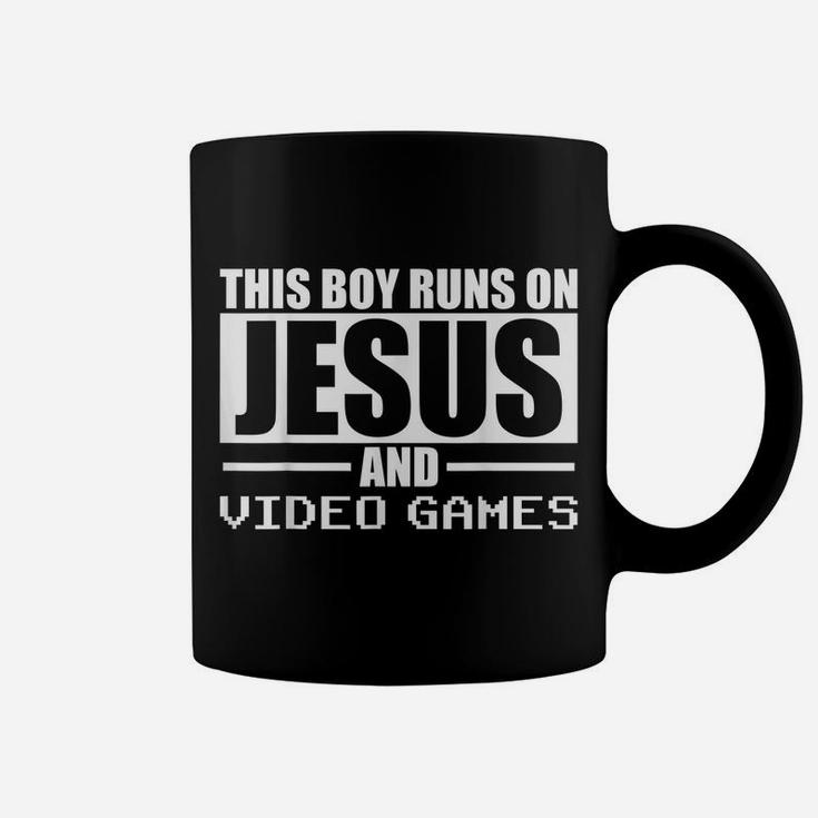 This Boy Runs On Jesus And Video Games Christian Gaming Coffee Mug