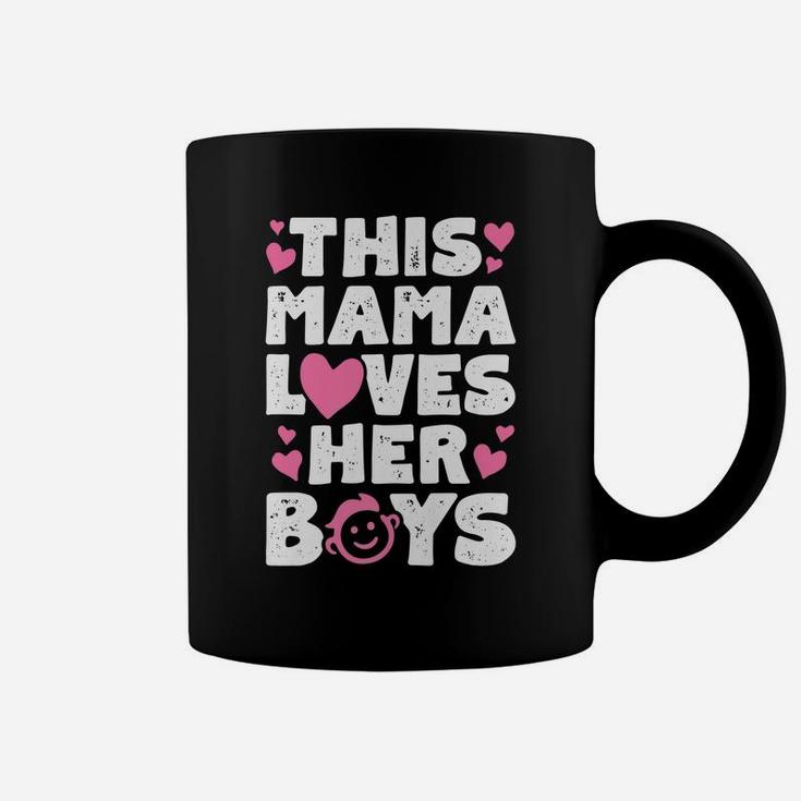This Mama Loves Her Boys T Shirt Mother Mom Mommy Women Gift Coffee Mug