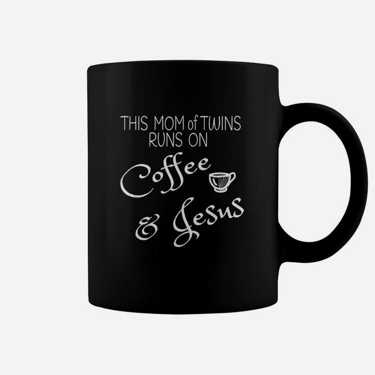 This Mom Of Twins Runs On Coffee And Jesus Coffee Mug