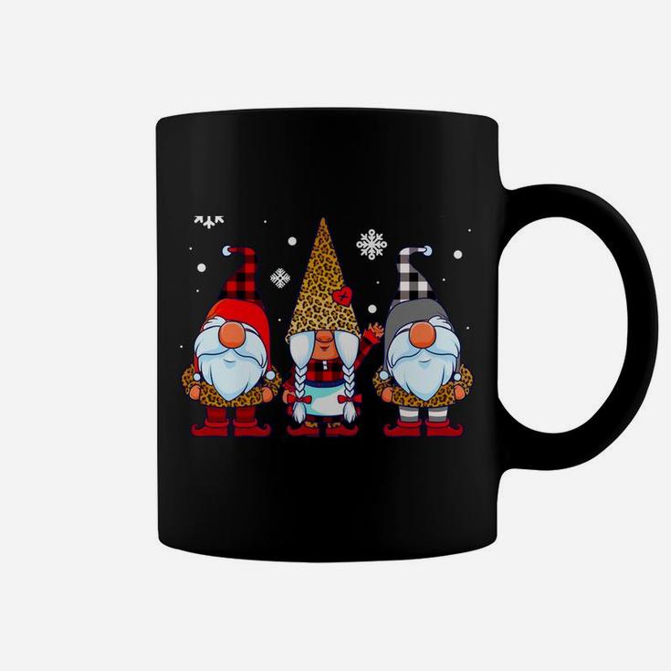 Three Gnomes In Leopard Print Buffalo Plaid Christmas Xmas Coffee Mug