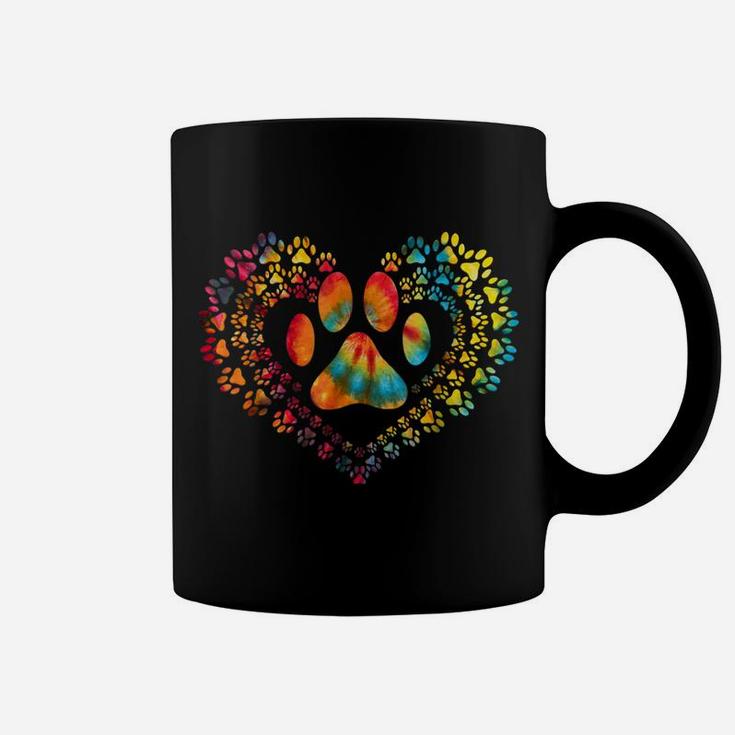 Tie Dye Love Dog Paw Print Heart Animal Lover Coffee Mug