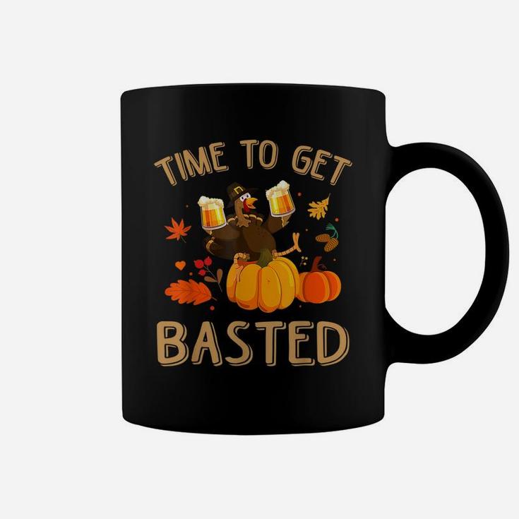Time To Get Basted Thanksgiving Turkey Beer Drinking Funny Coffee Mug