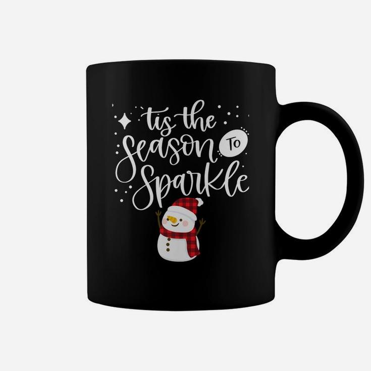 Tis The Season To Sparkle Winter Christmas Snowman Holiday Coffee Mug