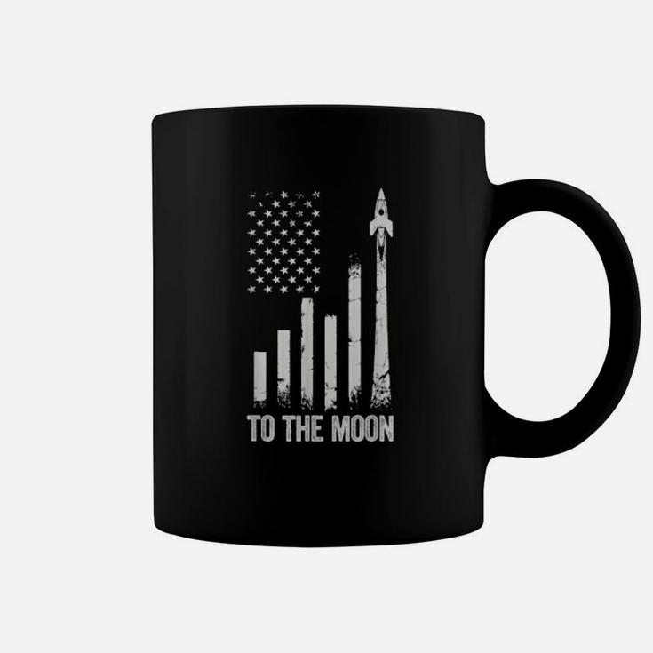 To The Moon Stock Market Distressed Us Flag Wsb Trading Coffee Mug