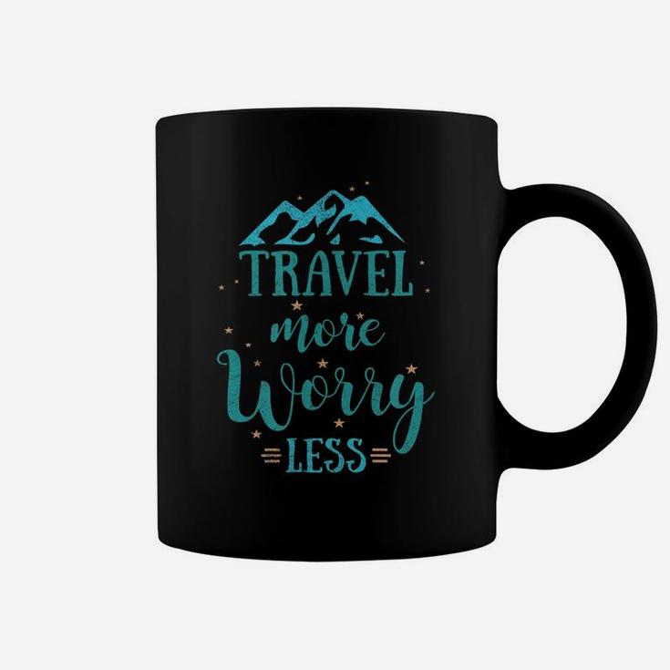 Travel More Worry Less With Mountains And Stars Coffee Mug