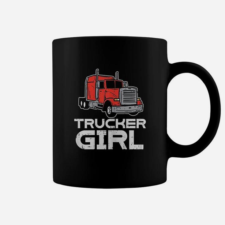Trucker Girl Trucking Semi Truck Driver Wife Mom Women Gift Coffee Mug