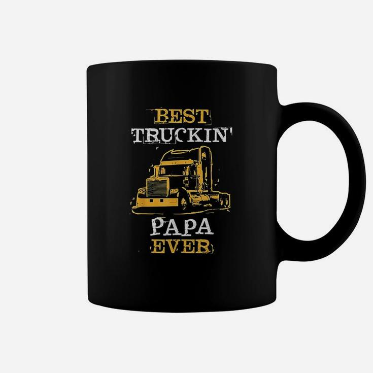 Trucking Papa Slogan Semi Big Rig Truck Driver Dad Saying Coffee Mug
