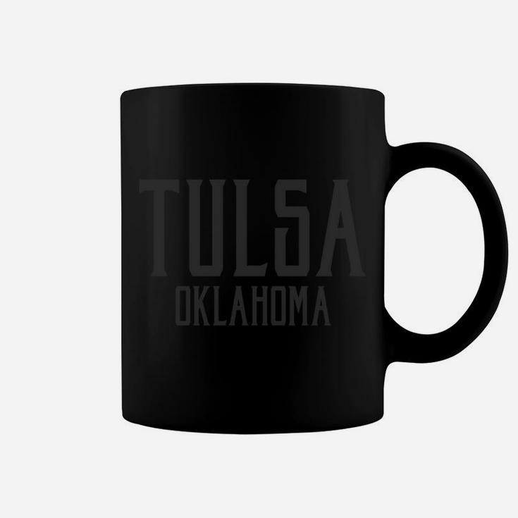 Tulsa Oklahoma Ok Vintage Text Black With Black Print Coffee Mug
