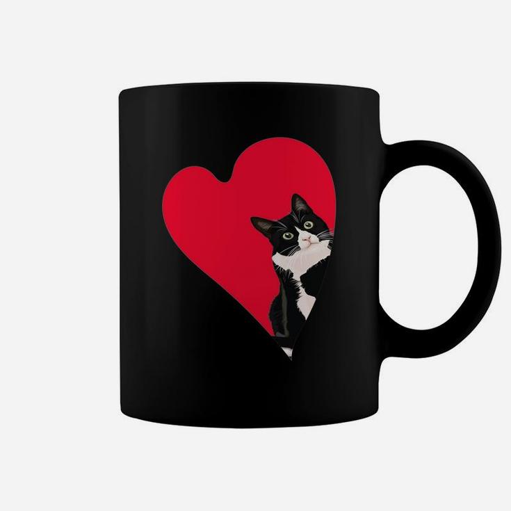 Tuxedo Cat Valentine Heart For Kitten And Animal Lovers Coffee Mug