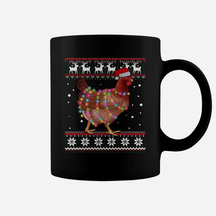 Ugly Christmas Chicken Santa Hat Lights Sweater Xmas Gift Coffee Mug