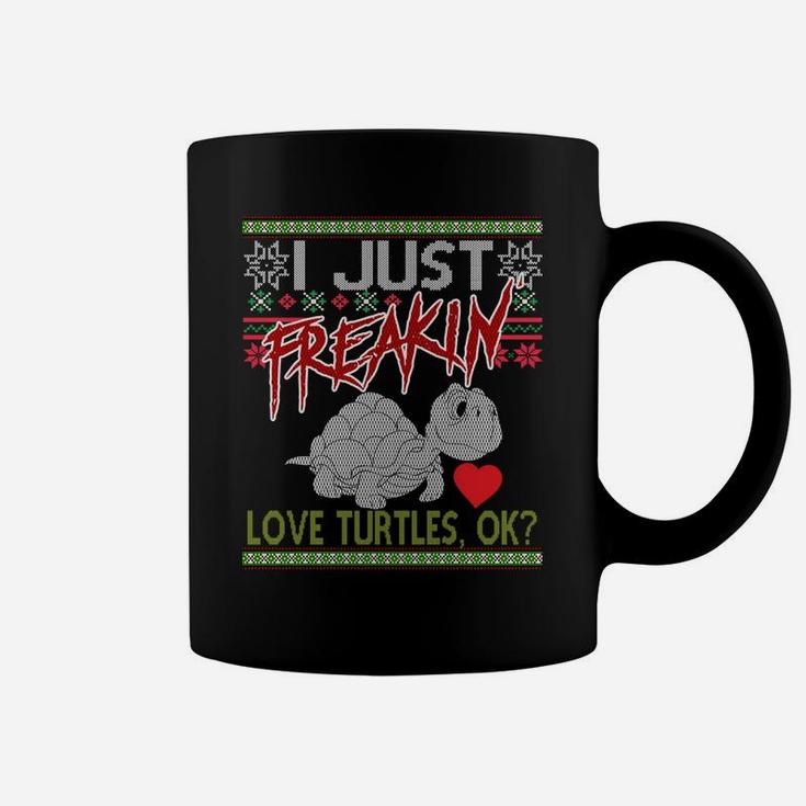 Ugly Christmas Herpetologist I Just Freaking Love Turtles Ok Sweatshirt Coffee Mug