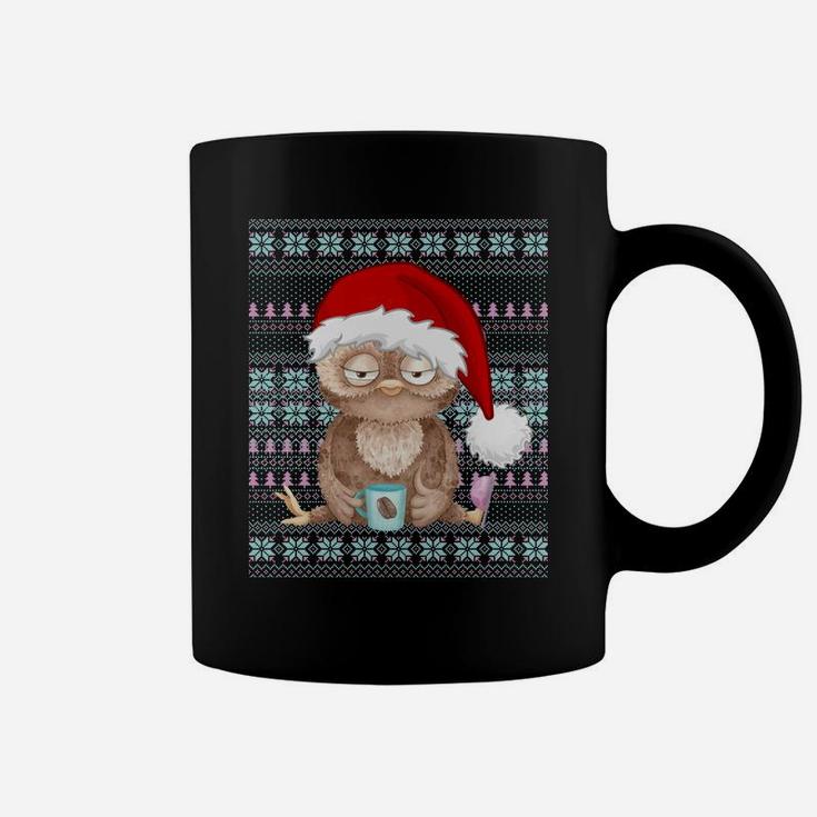 Ugly Christmas Santa Costume Christmas Owl Coffee Lovers Sweatshirt Coffee Mug