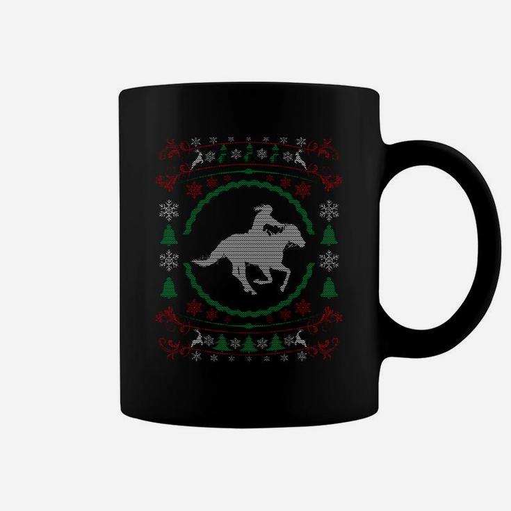 Ugly Christmas Style Cowgirl Riding Xmas Sweatshirt Coffee Mug