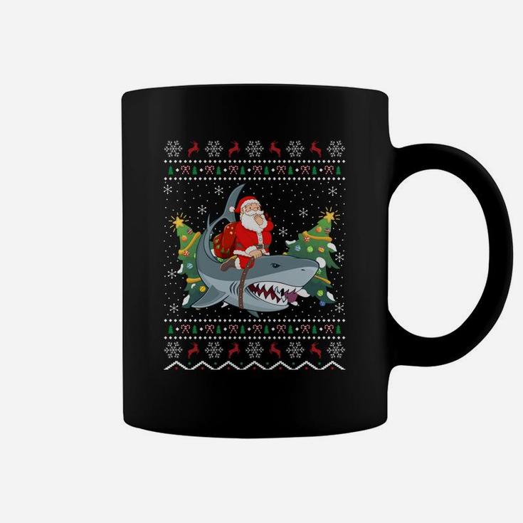 Ugly Shark Xmas Gift Funny Santa Riding Shark Christmas Sweatshirt Coffee Mug
