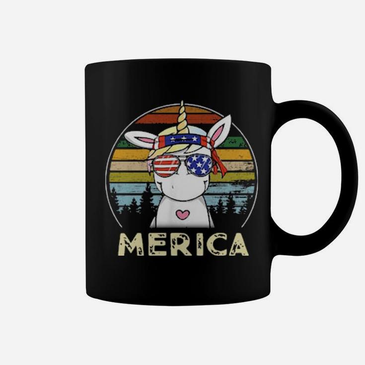 Unicorn 4Th Of July Merica American Flag Vintage Coffee Mug