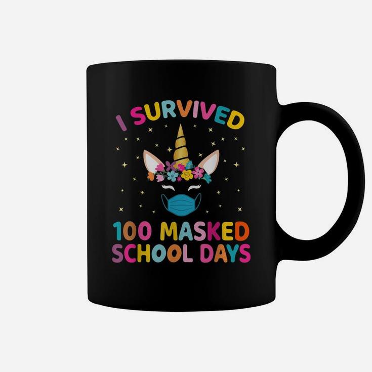 Unicorn I Survived 100 Masked School Days Teacher Kids Girls Coffee Mug