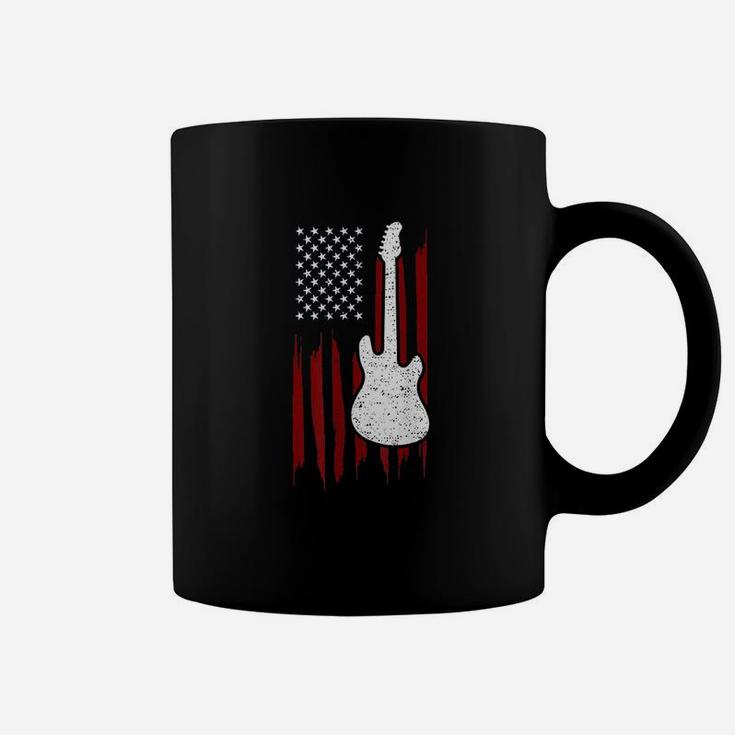 Us Flag Guitar  4Th Of July Coffee Mug