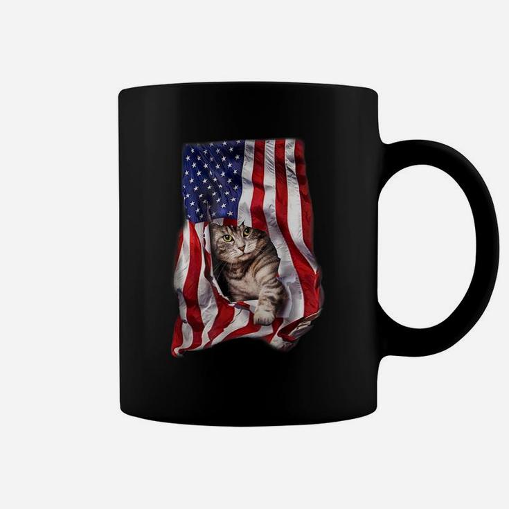 Usa American Flag Cat Kitty Kitten Shirt Funny 4Th July Gift Coffee Mug