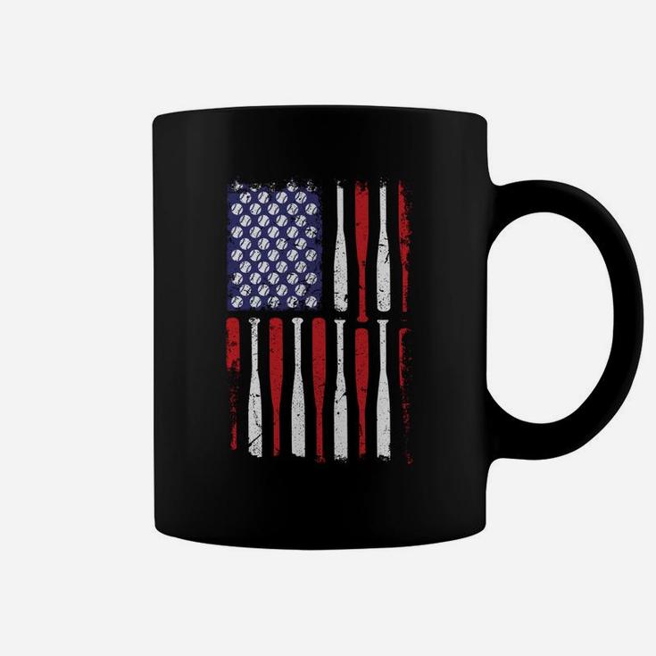 Usa Flag Baseball Ball Bat Funny 4Th Of July Gift Coffee Mug