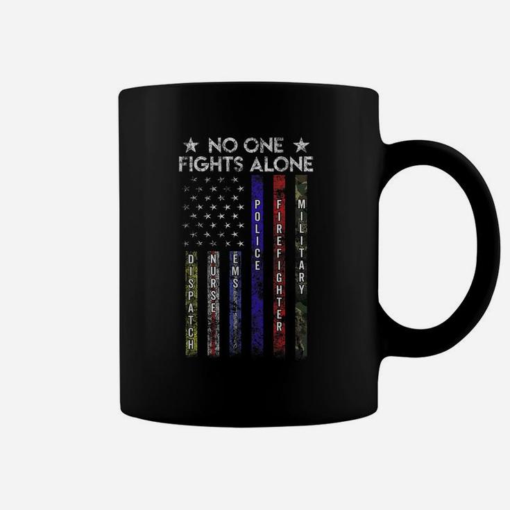 Usa Flag Thin Line Military Police Nurse No-One Fight Alone Coffee Mug