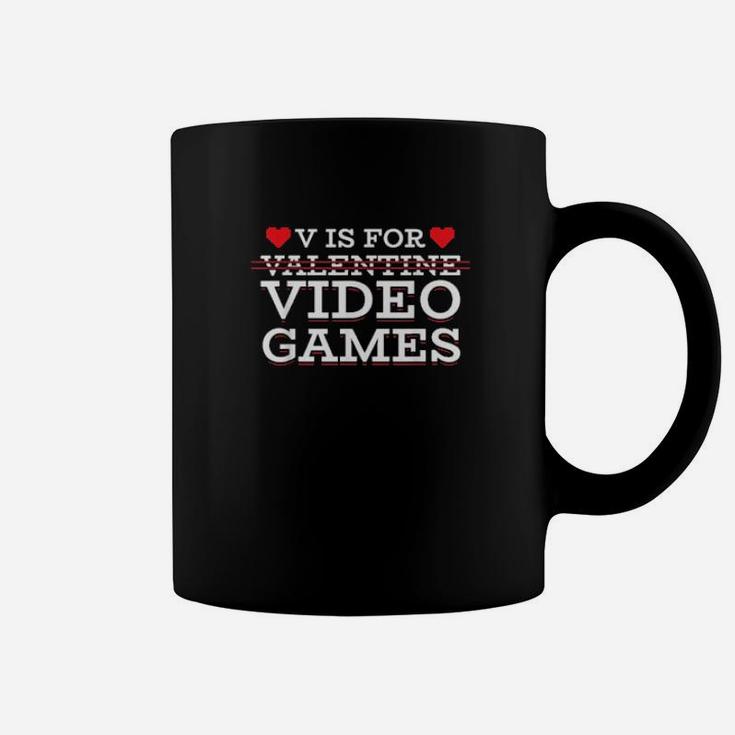 V Is For Valentine Video Games Gamer Boy Controller Coffee Mug