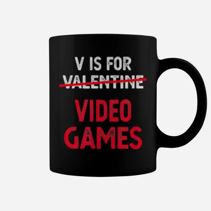 V Is For Video Games Valentine Red For Gamer Couple Coffee Mug